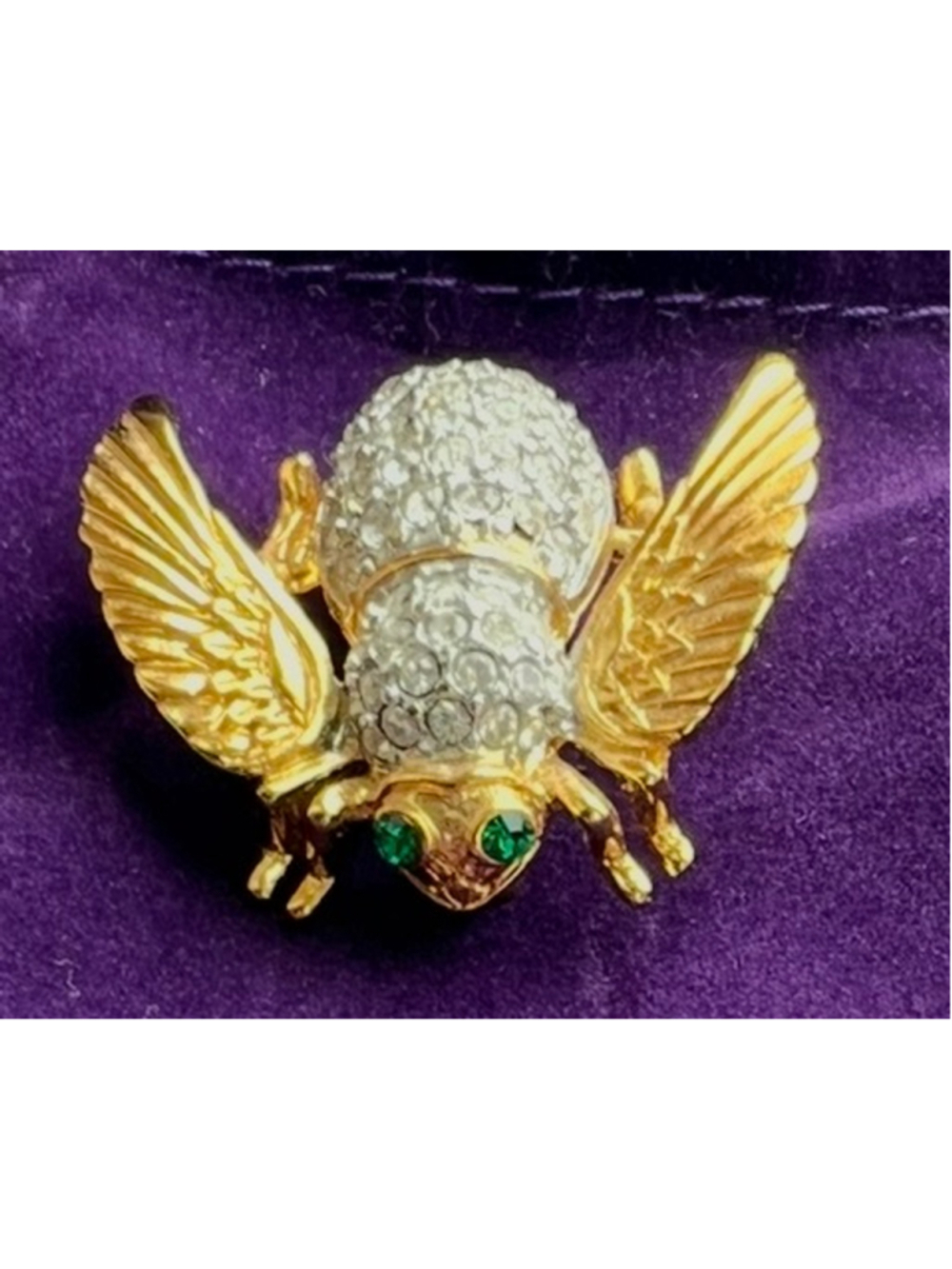 Joan Rivers Bee Brooch New Private Collection Gold Silver Green